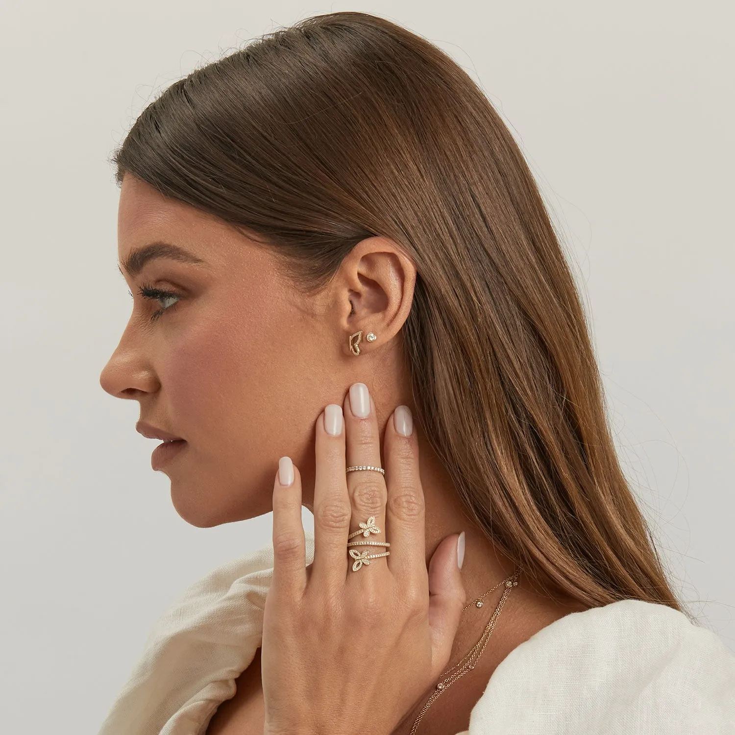 Diamond Pave Butterfly Wing Earring sold by Baby Gold product image thumbnail 5