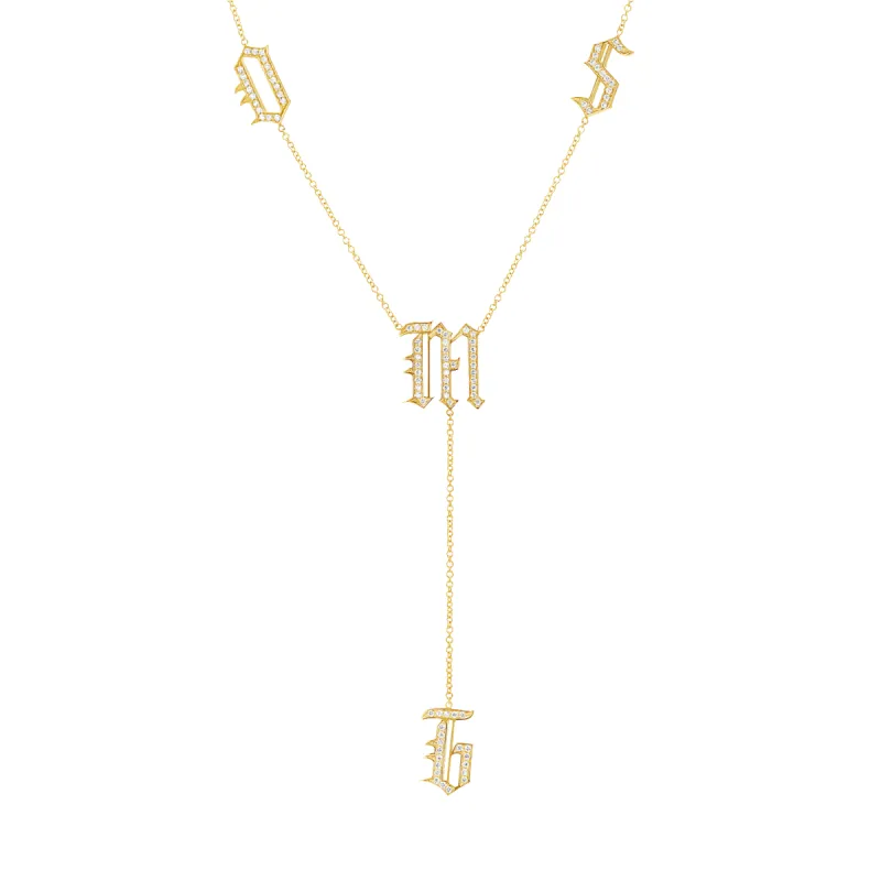 Diamond Old English Letter Drop Necklace sold by Baby Gold