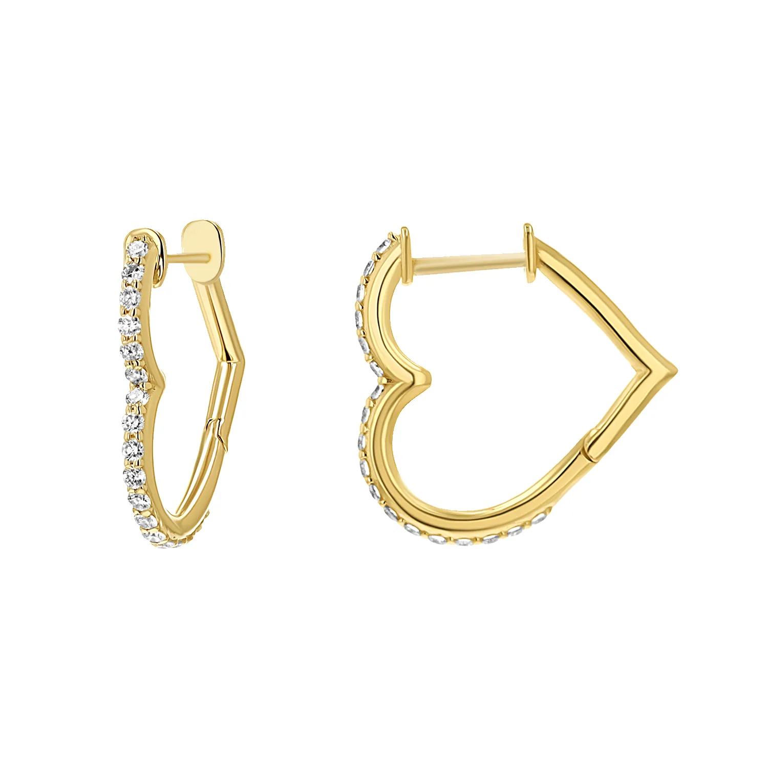 Diamond Heart Hoops sold by Baby Gold