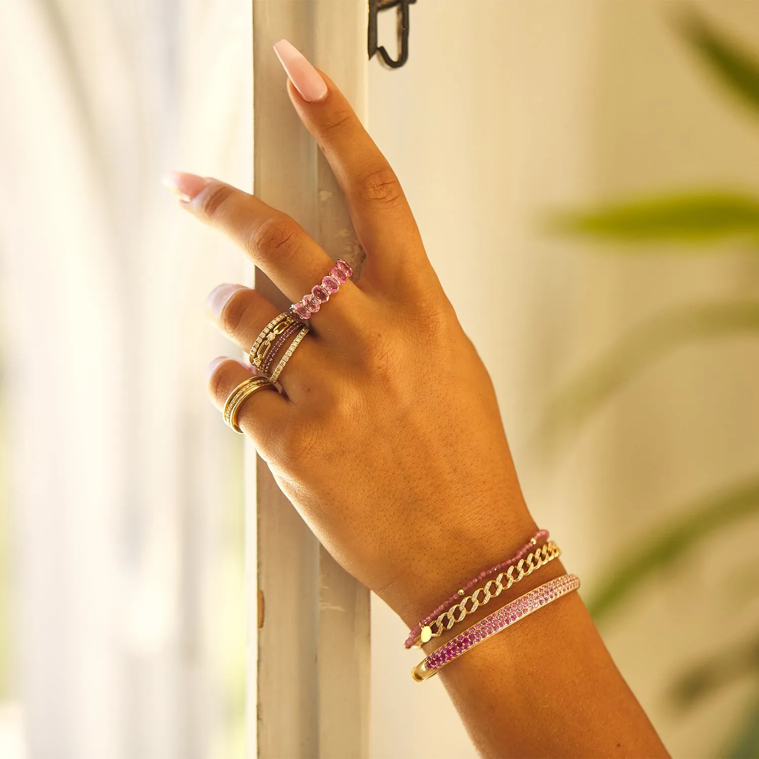 Pink Sapphire Stretch Beaded Bracelet sold by Baby Gold product image thumbnail 2