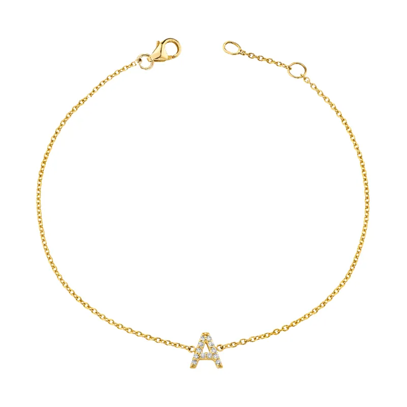 Diamond Pave Letter Bracelet sold by Baby Gold