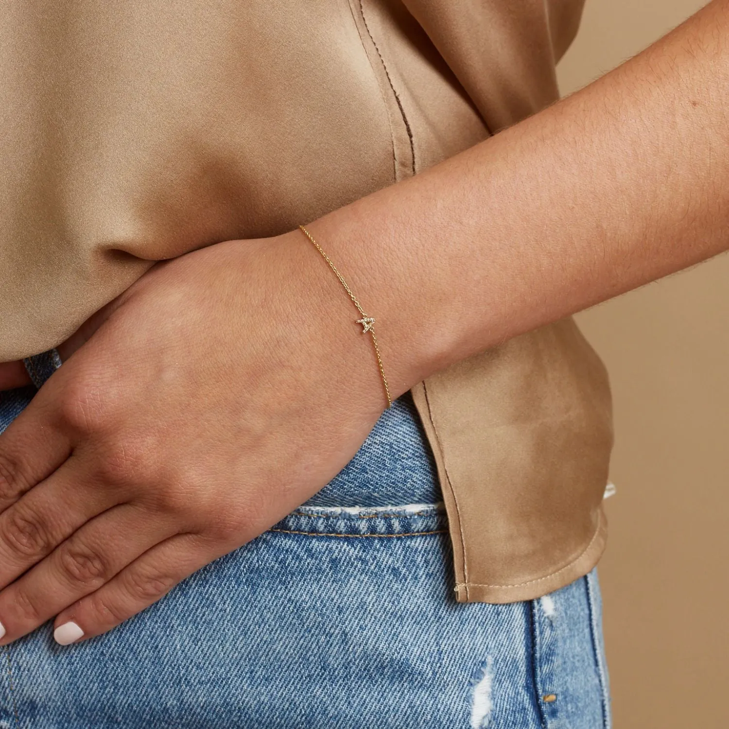 Diamond Pave Letter Bracelet sold by Baby Gold product image thumbnail 5