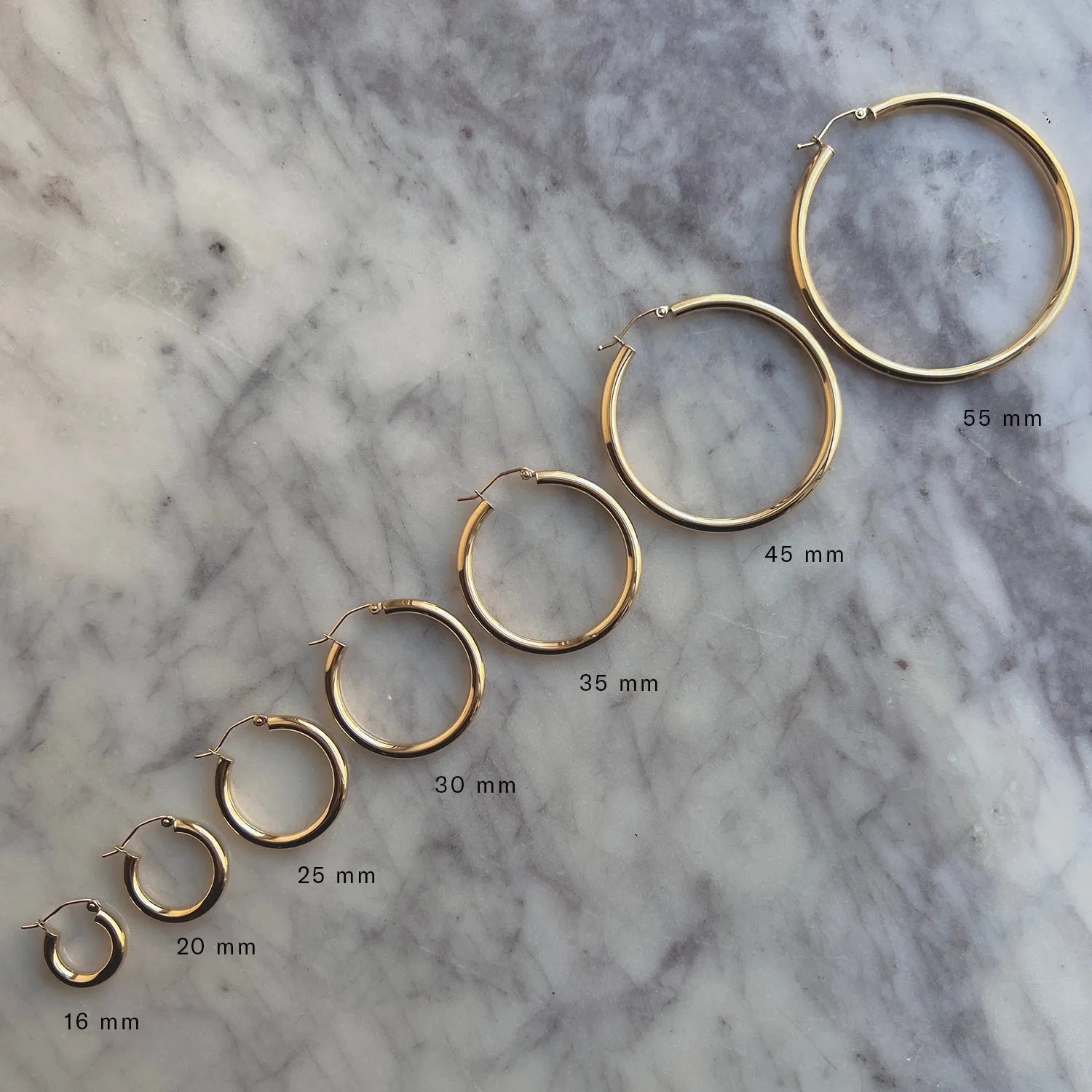 3mm Gold Tube Hoop Earrings sold by Baby Gold product image thumbnail 5