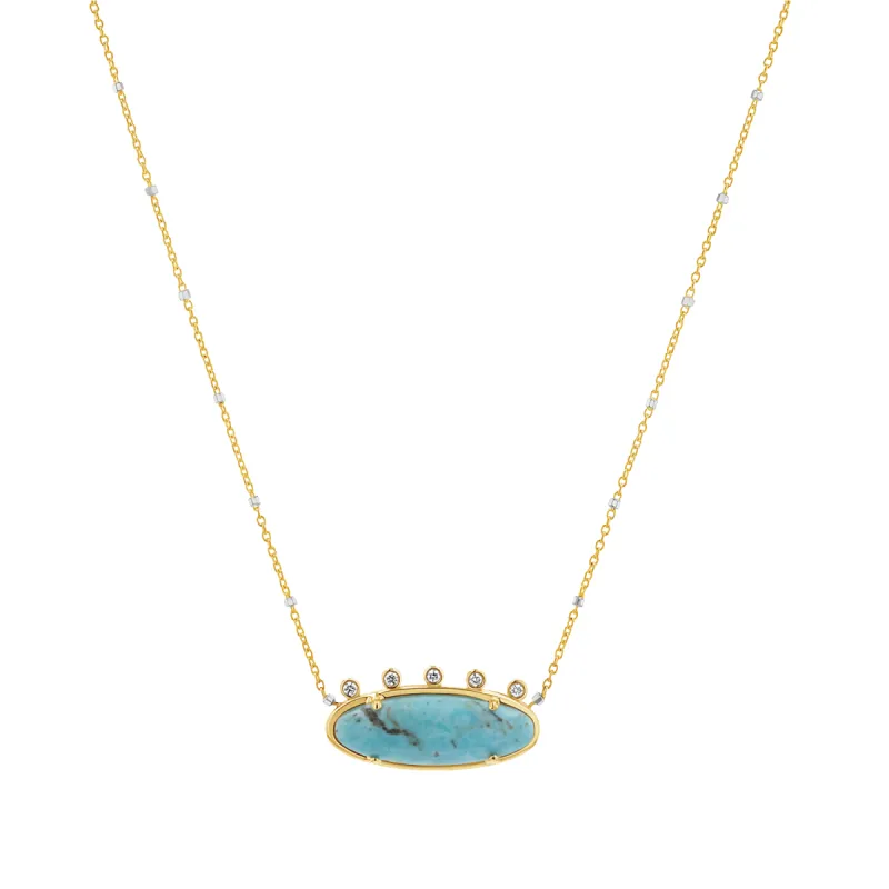 Diamond Oval Turquoise Necklace sold by Baby Gold