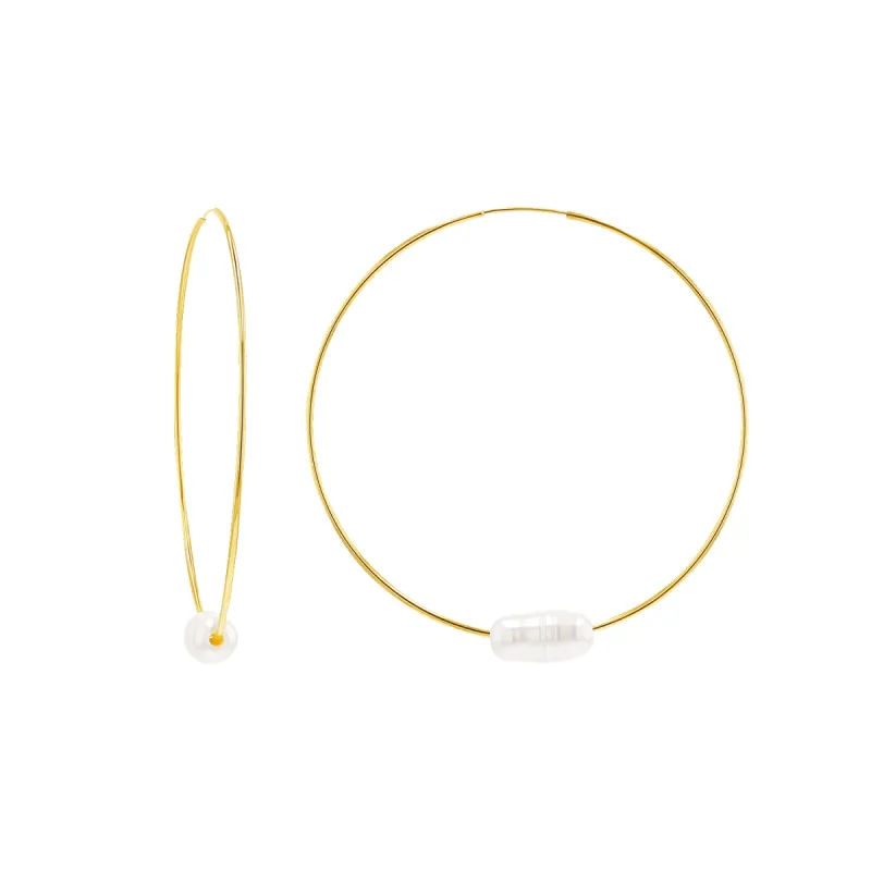 Pearl Accent Endless Hoop Earrings sold by Baby Gold