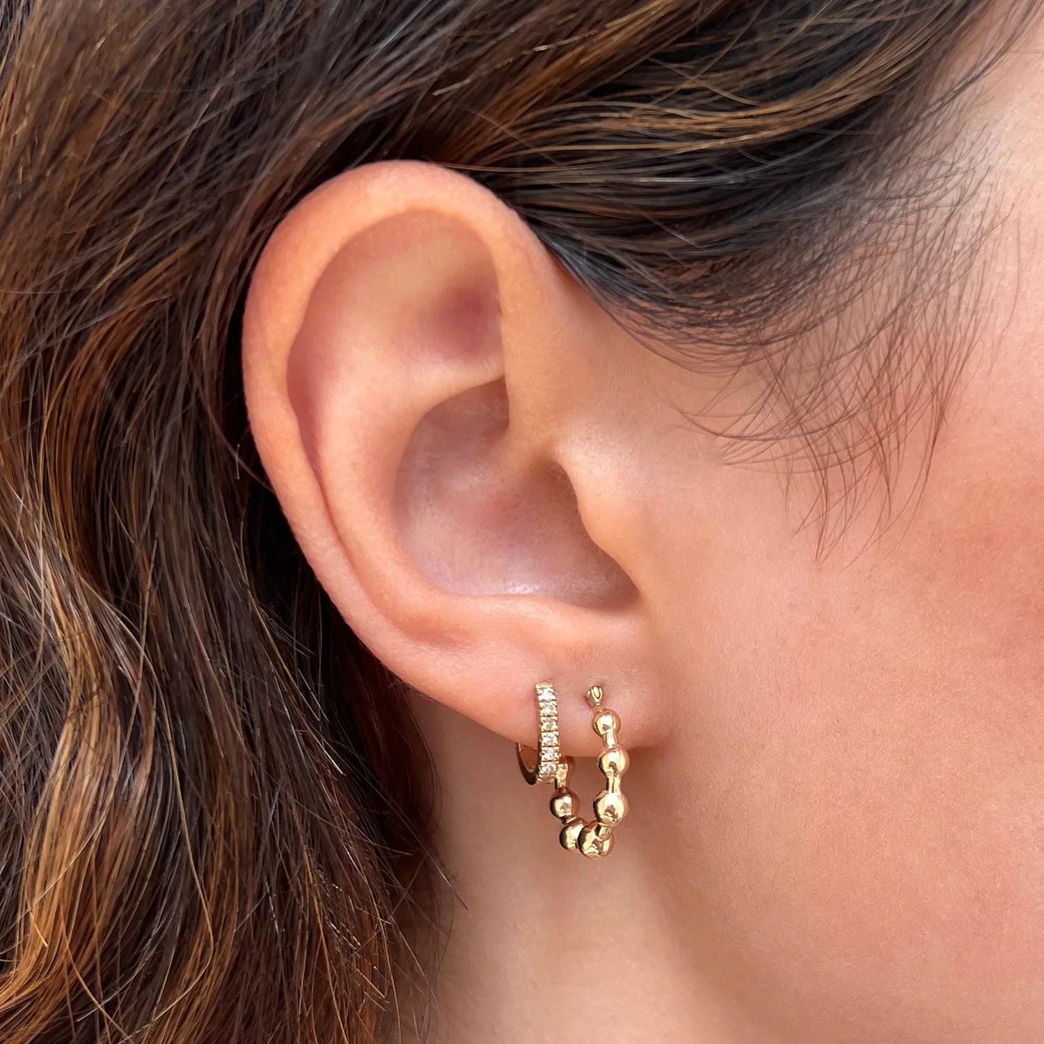 Bead Ball Hoop Earrings sold by Baby Gold product image thumbnail 3