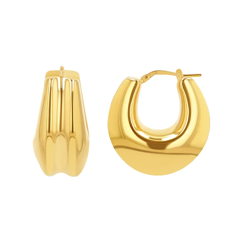 Chunky Deco Hoop Earrings sold by Baby Gold
