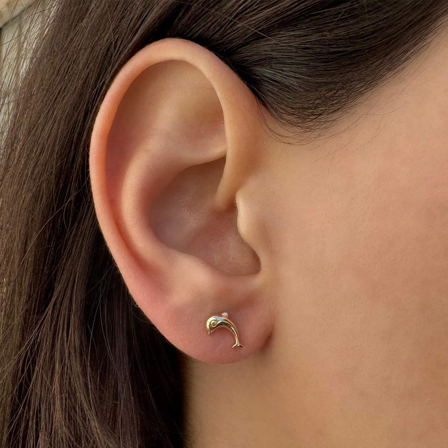 Dolphin Stud Earrings sold by Baby Gold product image thumbnail 3