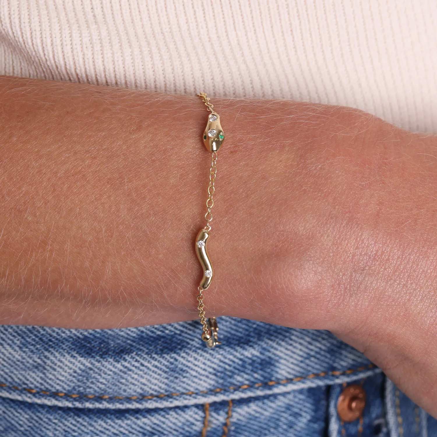 Diamond Serpentine Strand Bracelet sold by Baby Gold product image thumbnail 5