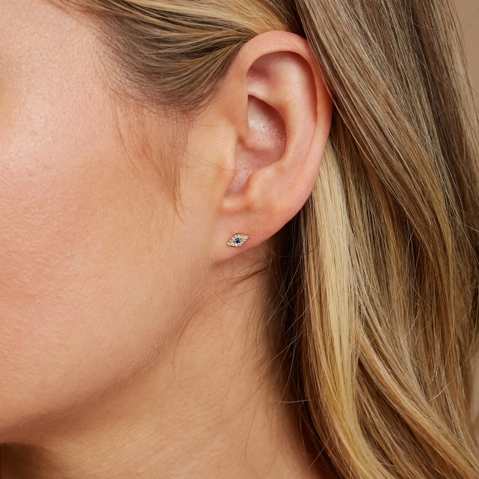 Pave Diamond Evil Eye Earrings sold by Baby Gold product image thumbnail 4