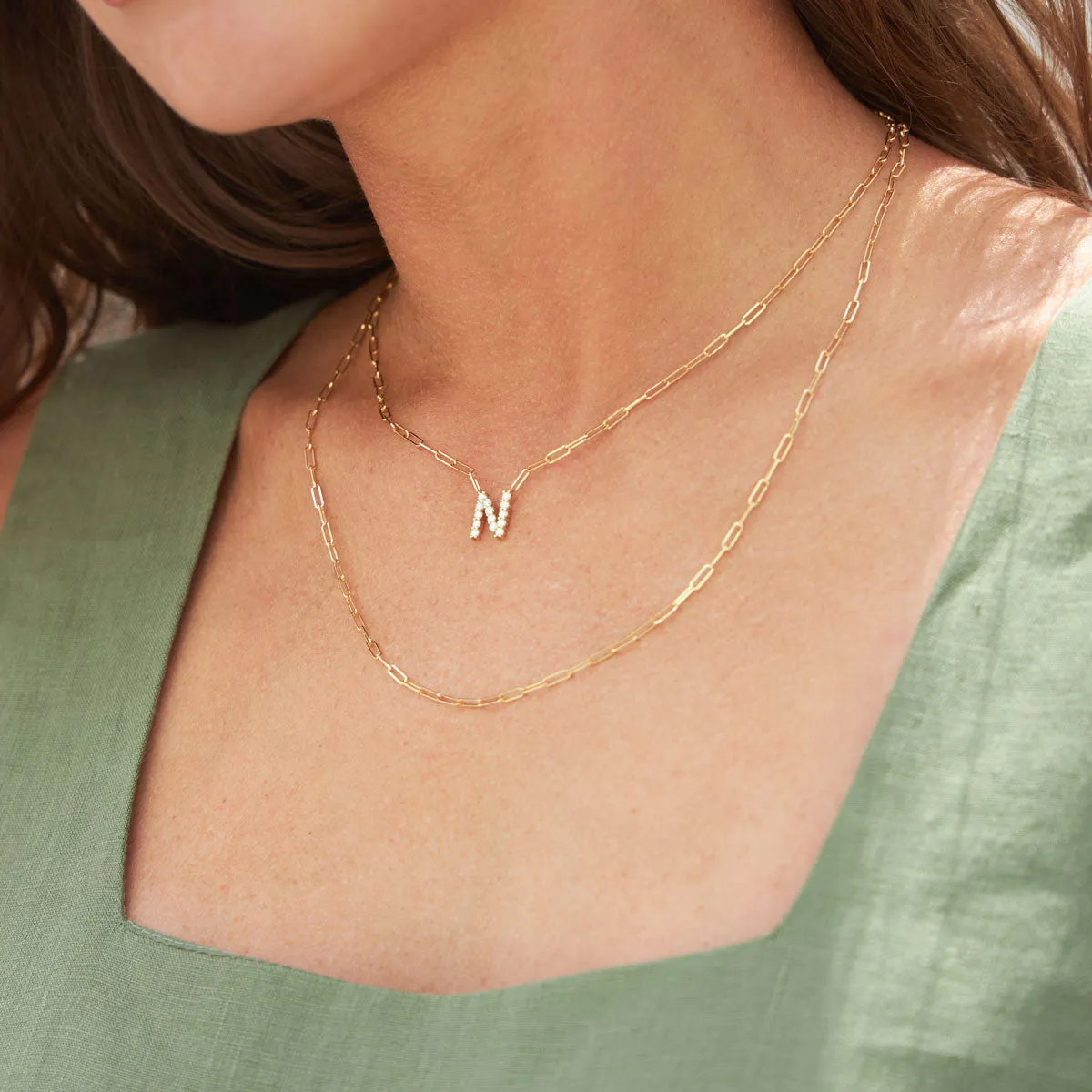 Grand Initial Paper Clip Necklace sold by Baby Gold product image thumbnail 5