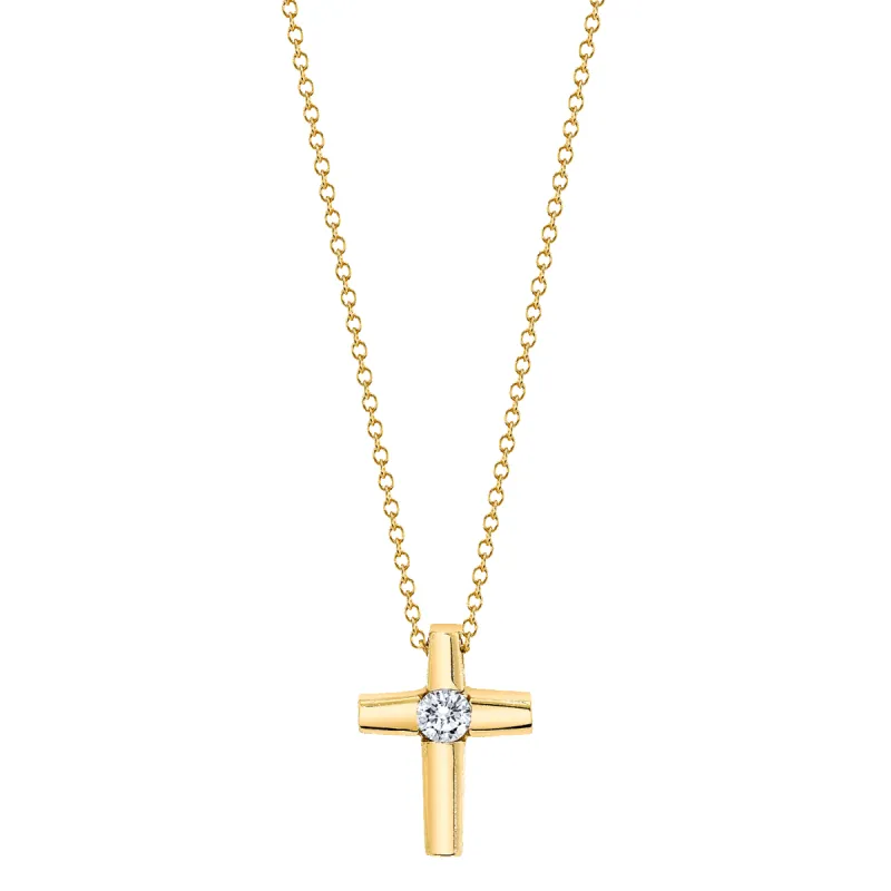 Center Diamond Cross made by Baby Gold