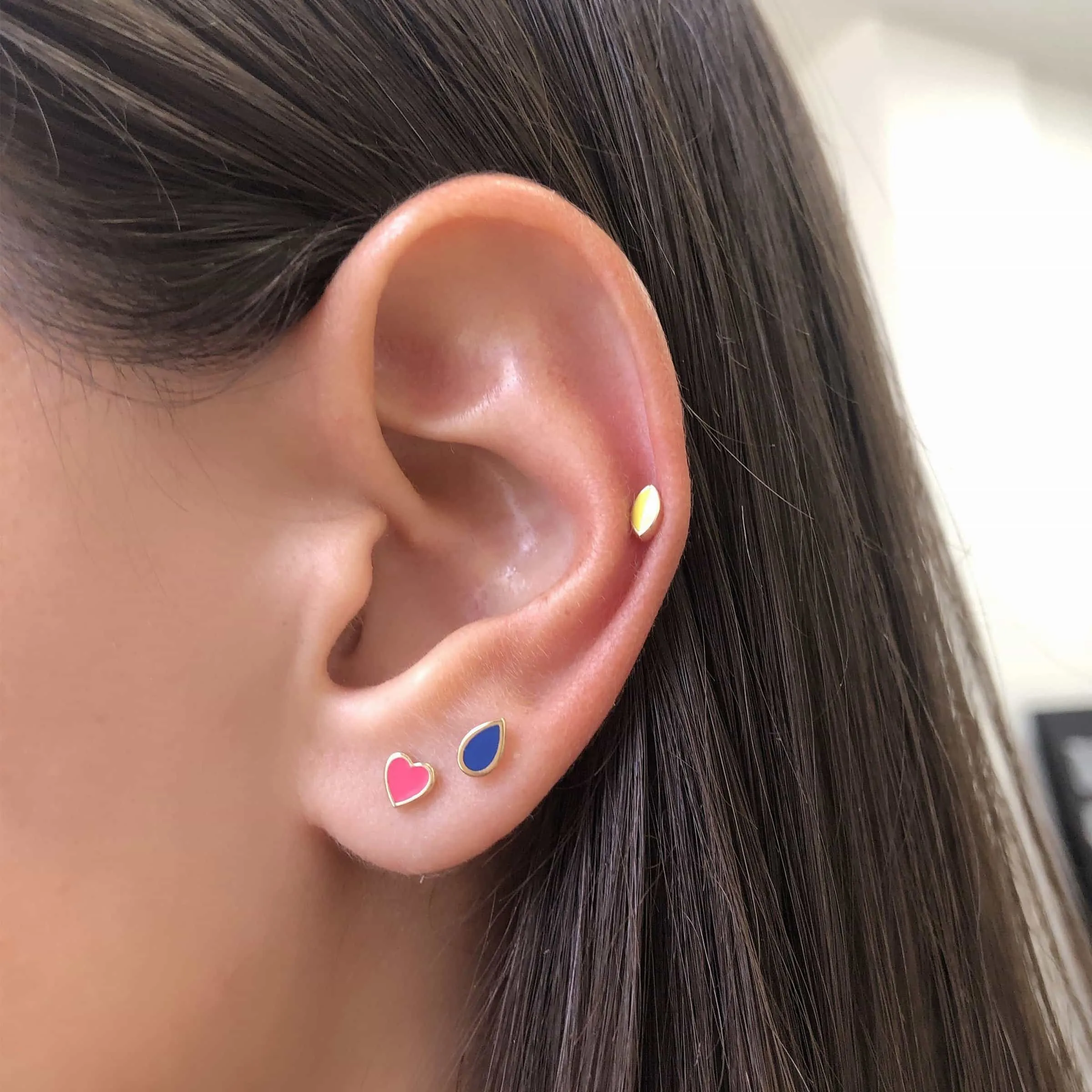 Enamel Heart Shape Studs sold by Baby Gold product image thumbnail 5