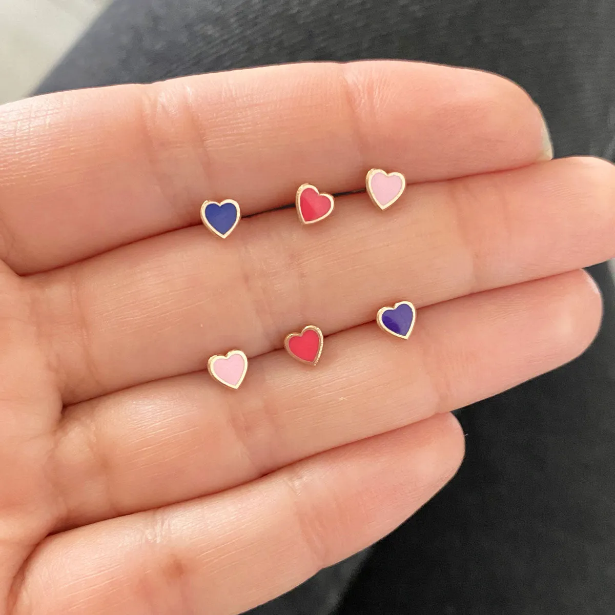 Enamel Heart Shape Studs sold by Baby Gold product image thumbnail 4