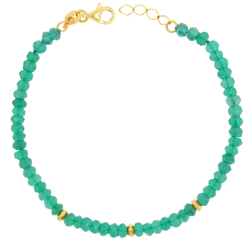 Green Onyx Gold Bead Bracelet sold by Baby Gold