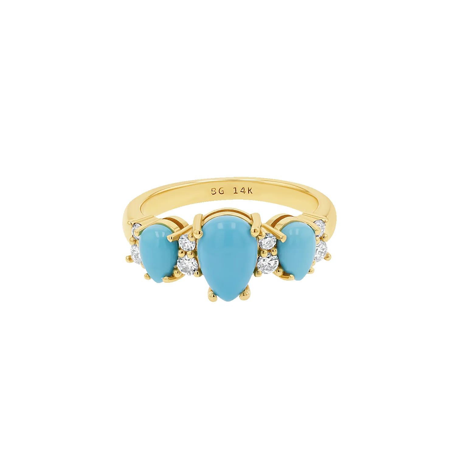 Three Stone Turquoise & Diamond Ring sold by Baby Gold product image thumbnail 4