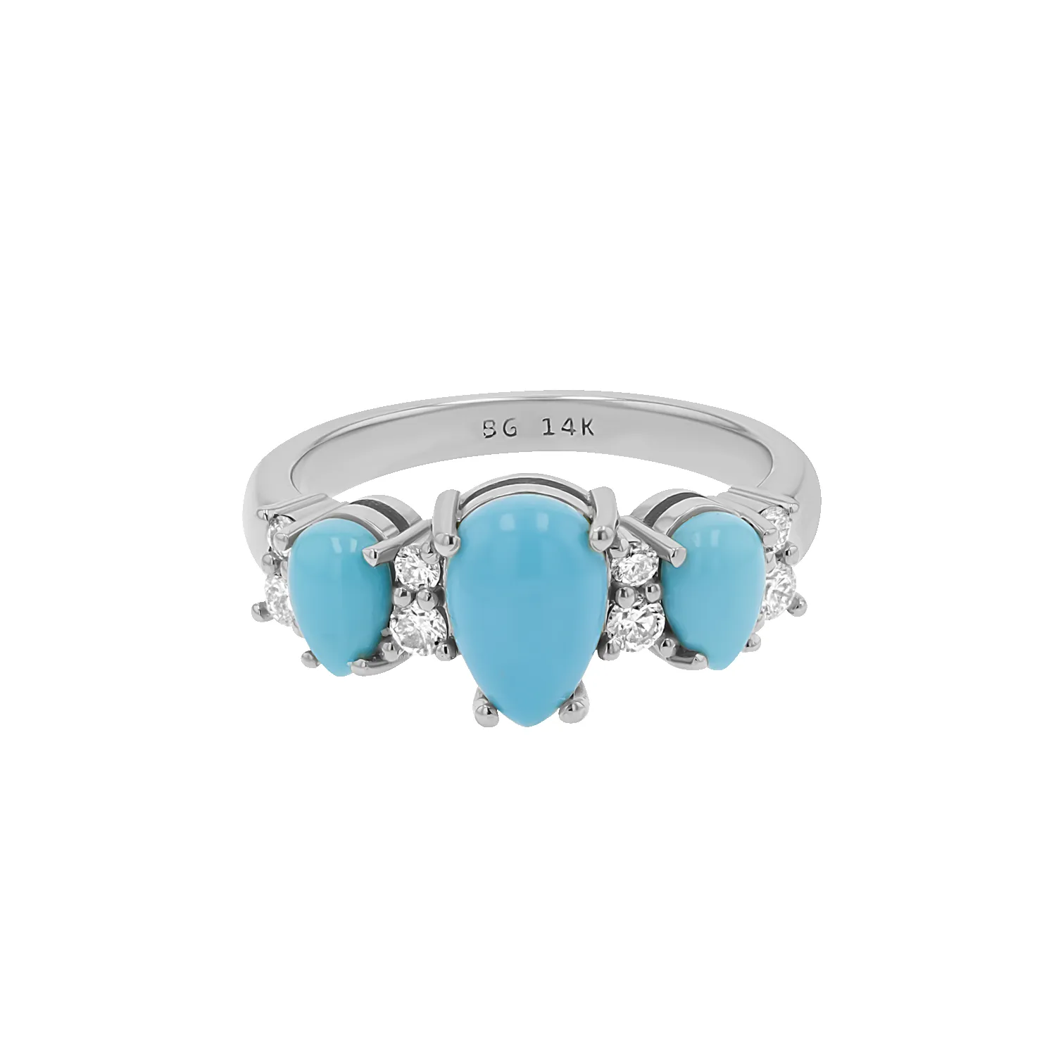 Three Stone Turquoise & Diamond Ring sold by Baby Gold product image thumbnail 5