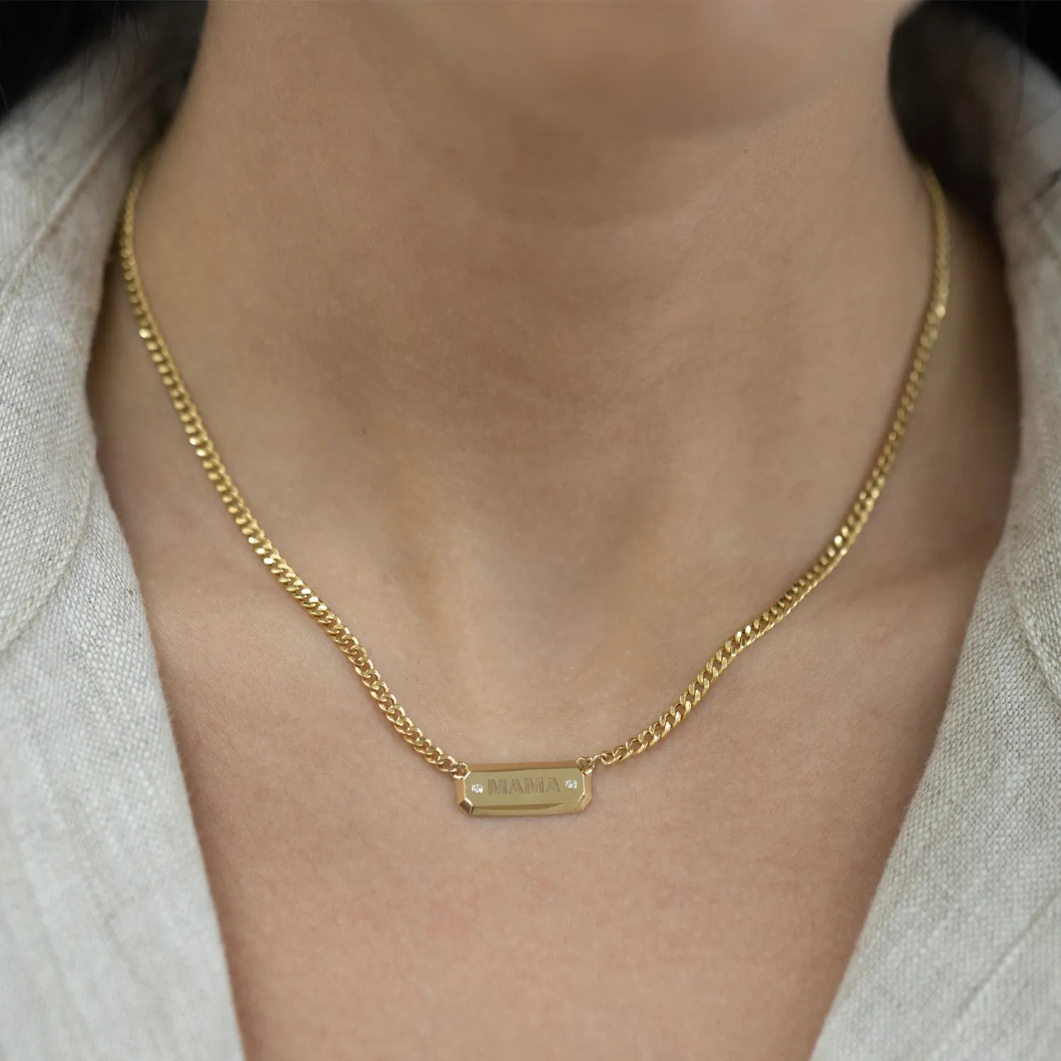 Diamond Beveled ID Cuban Chain Necklace sold by Baby Gold product image thumbnail 4