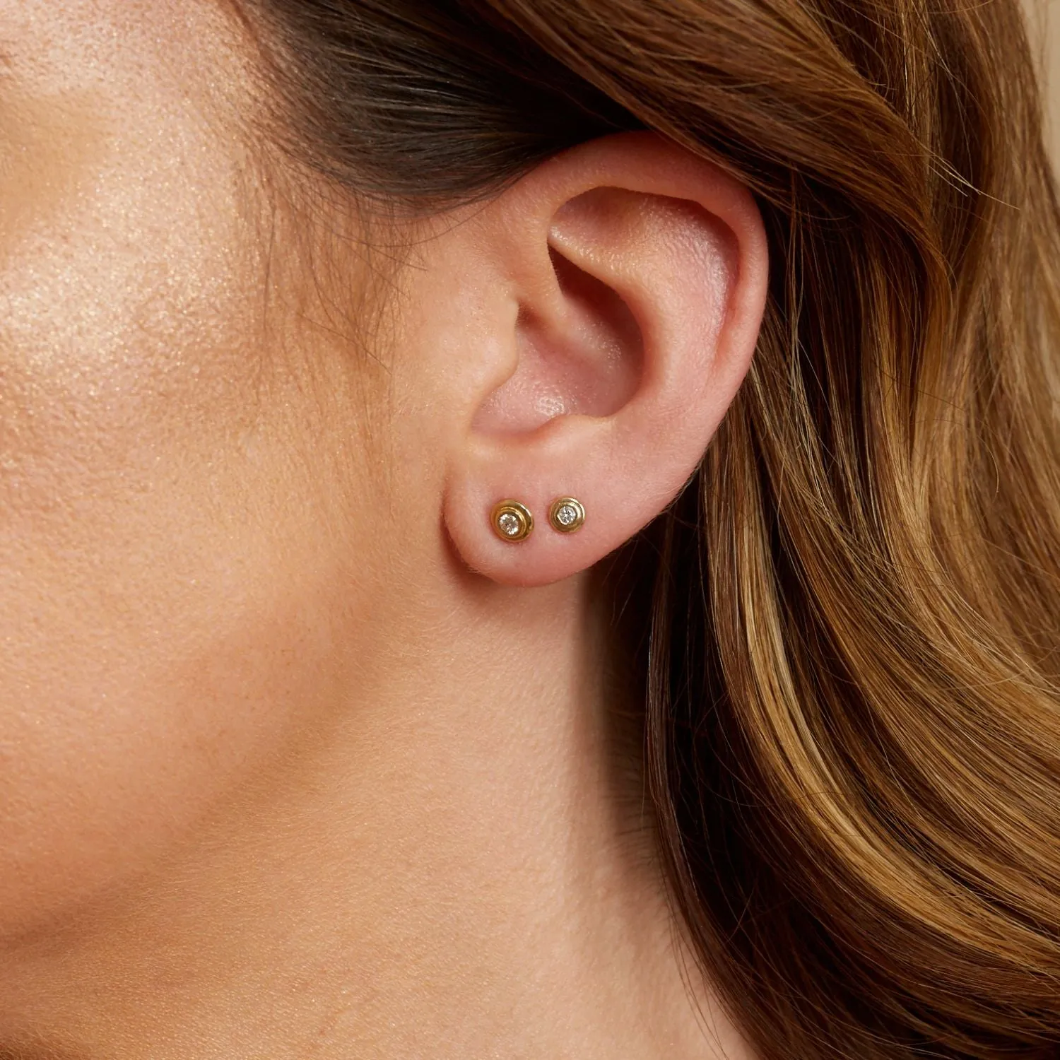 Step Bezel Solitaire Earrings sold by Baby Gold product image thumbnail 4