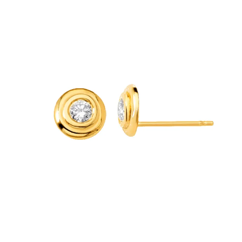 Step Bezel Solitaire Earrings sold by Baby Gold