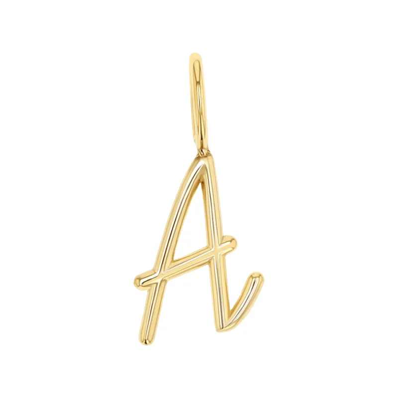Solid Script Letter Charm sold by Baby Gold