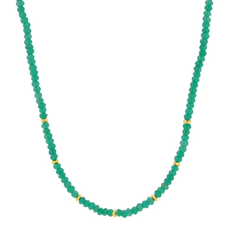 Green Onyx Gold Bead Necklace sold by Baby Gold