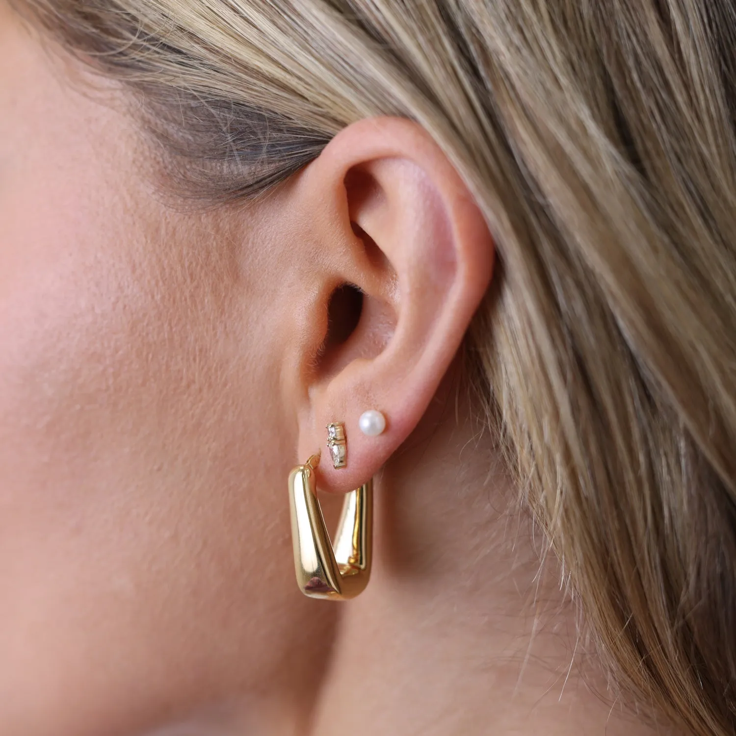 Rectangular Puff Link Hoops sold by Baby Gold product image thumbnail 3