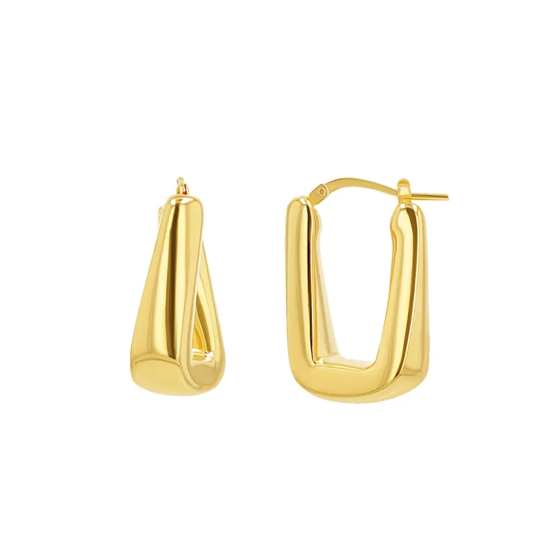 Rectangular Puff Link Hoops sold by Baby Gold