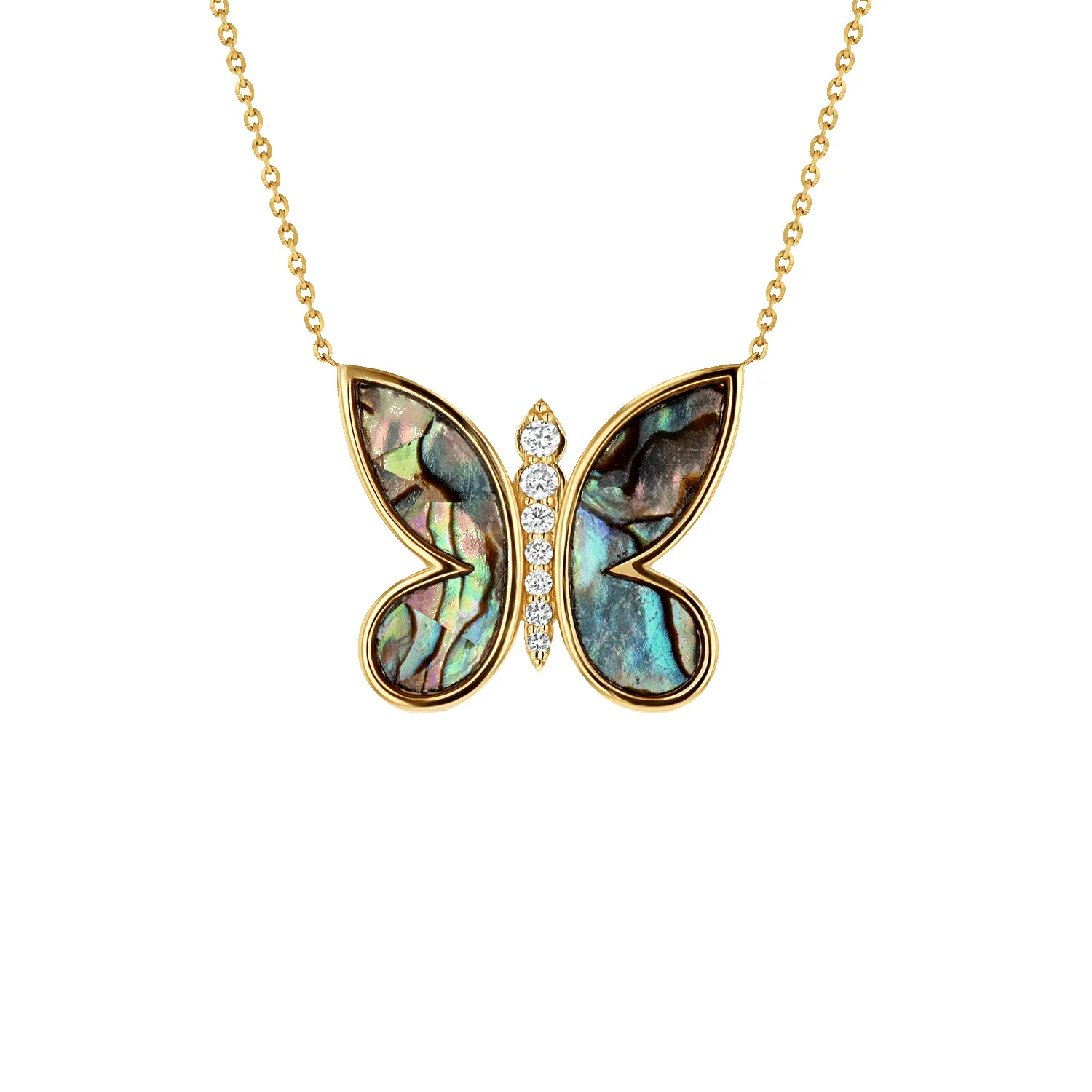 Diamond Abalone Inlay Butterfly Necklace sold by Baby Gold product image thumbnail 5