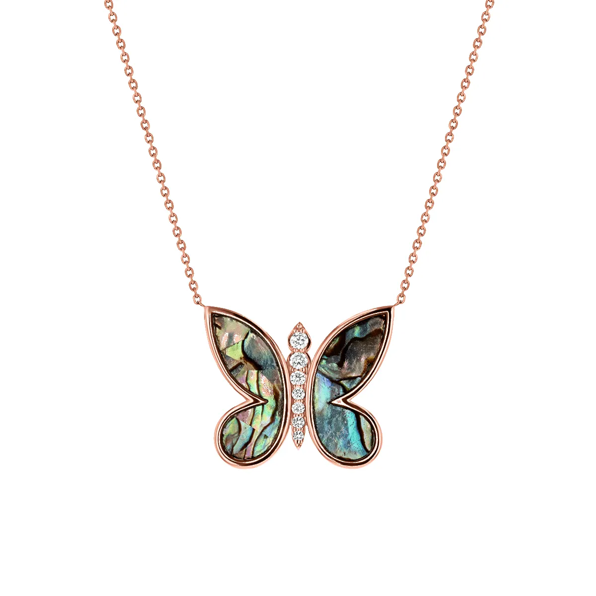 Diamond Abalone Inlay Butterfly Necklace sold by Baby Gold product image thumbnail 3