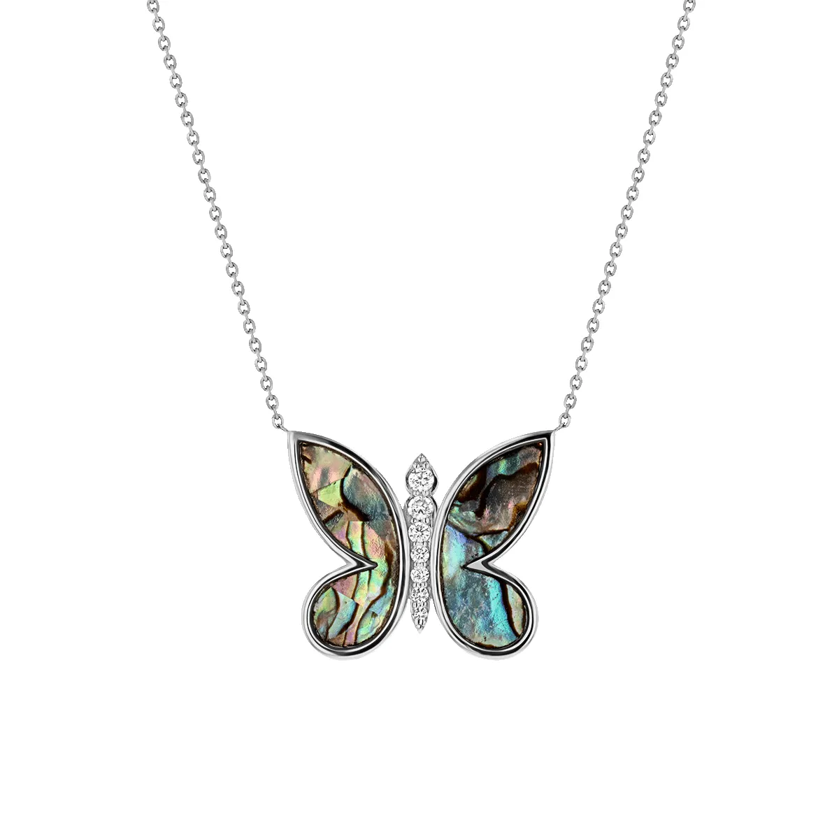 Diamond Abalone Inlay Butterfly Necklace sold by Baby Gold product image thumbnail 2