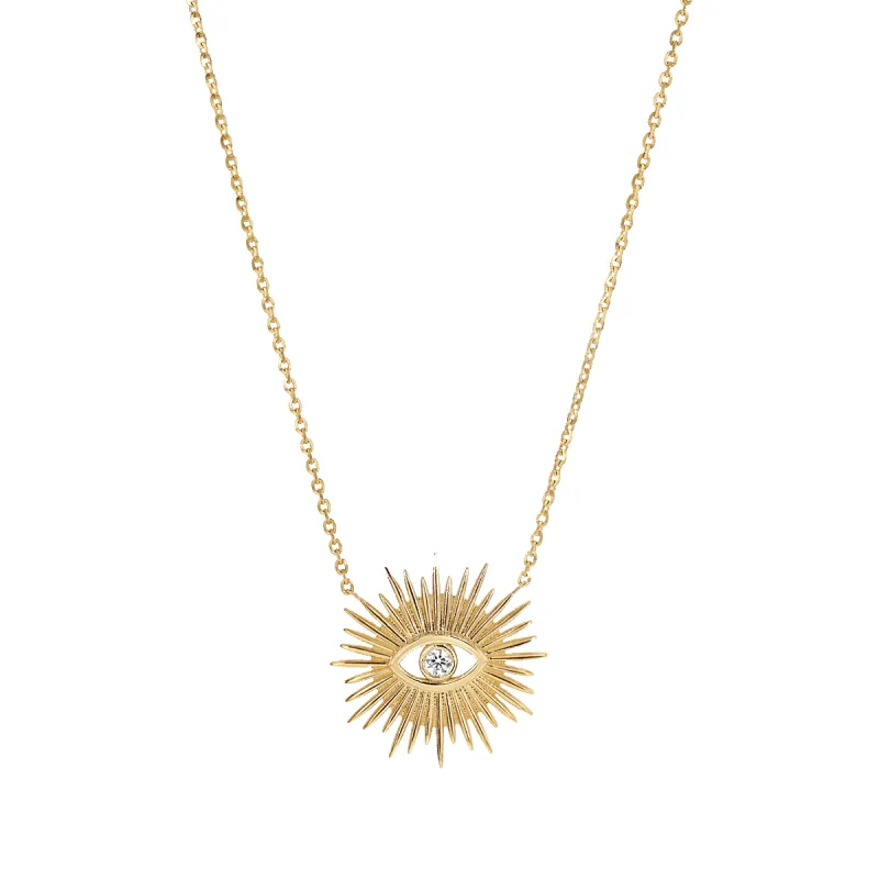 Sunburst Evil Eye Necklace sold by Baby Gold