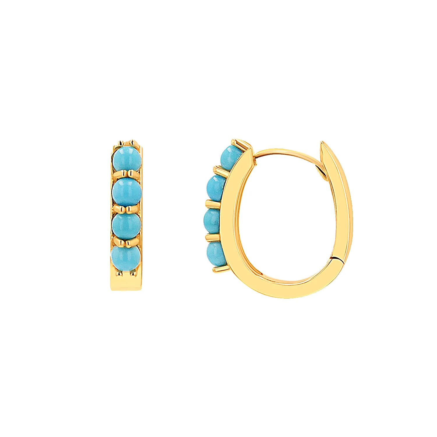 Genuine Turquoise Paper Clip Huggie Hoops sold by Baby Gold