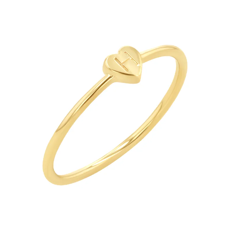 Engravable Letter Heart Stacking Ring sold by Baby Gold