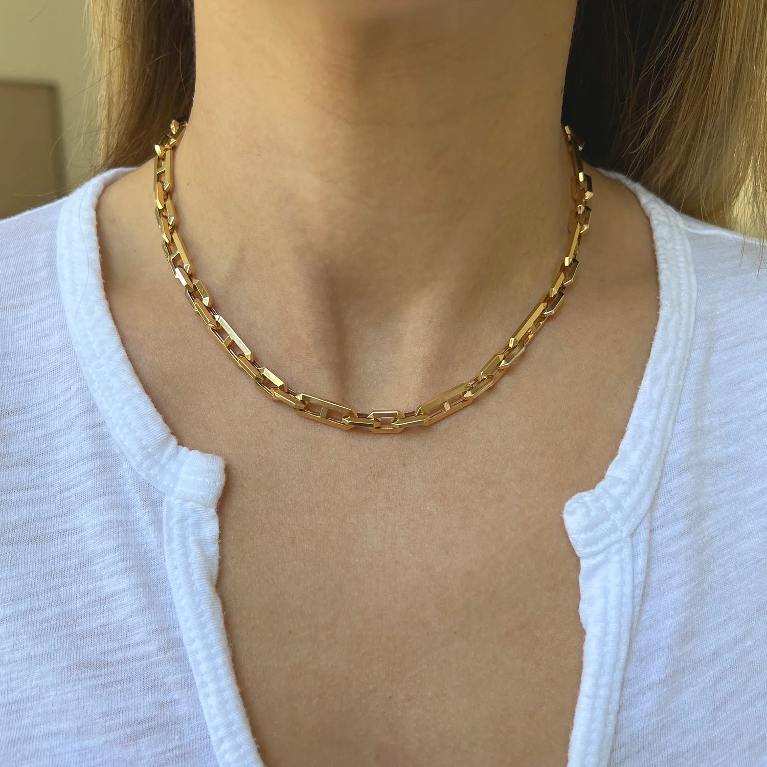 Beveled Link Statement Chain Necklace sold by Baby Gold product image thumbnail 4