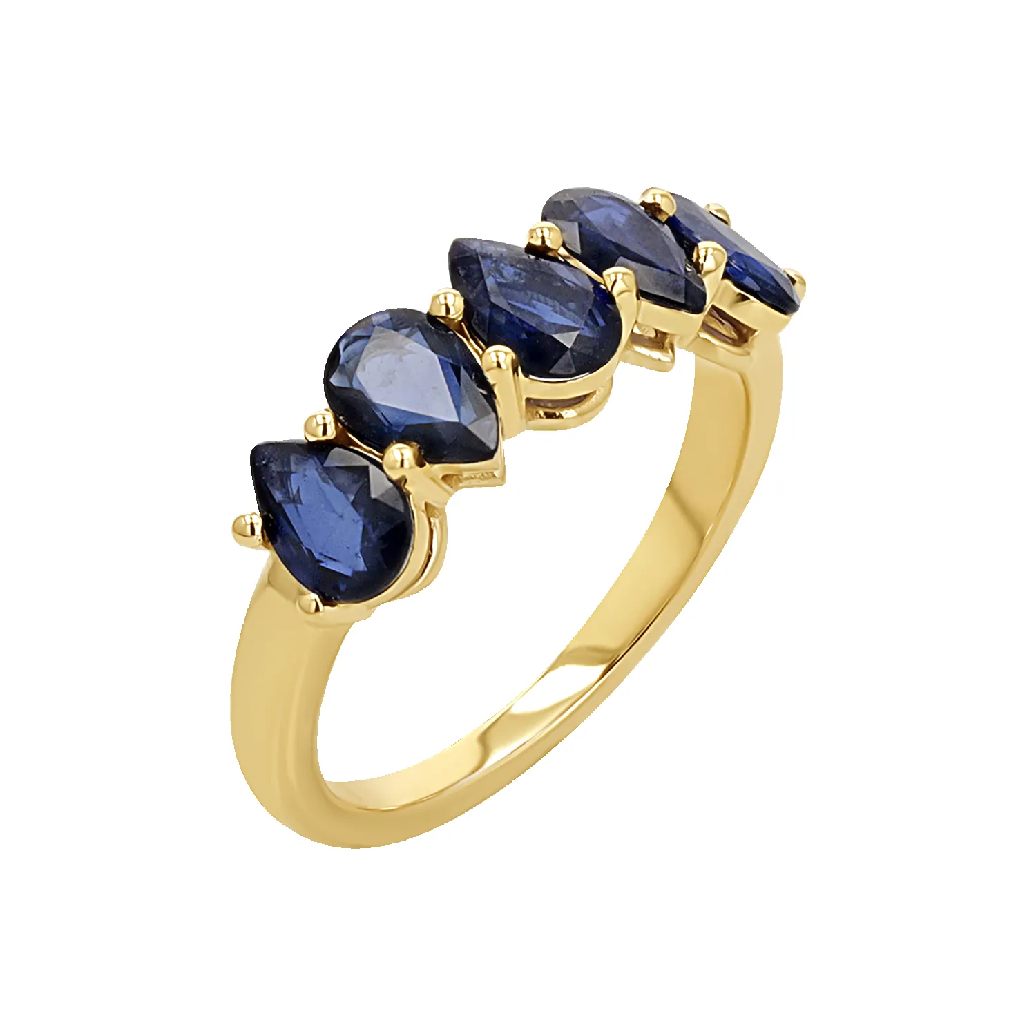 Pear Shape Blue Sapphire Half Eternity Ring sold by Baby Gold