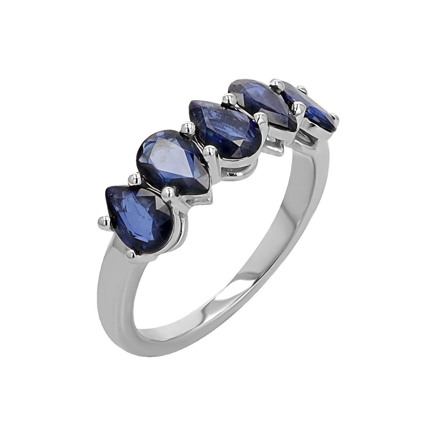 Pear Shape Blue Sapphire Half Eternity Ring sold by Baby Gold product image thumbnail 2