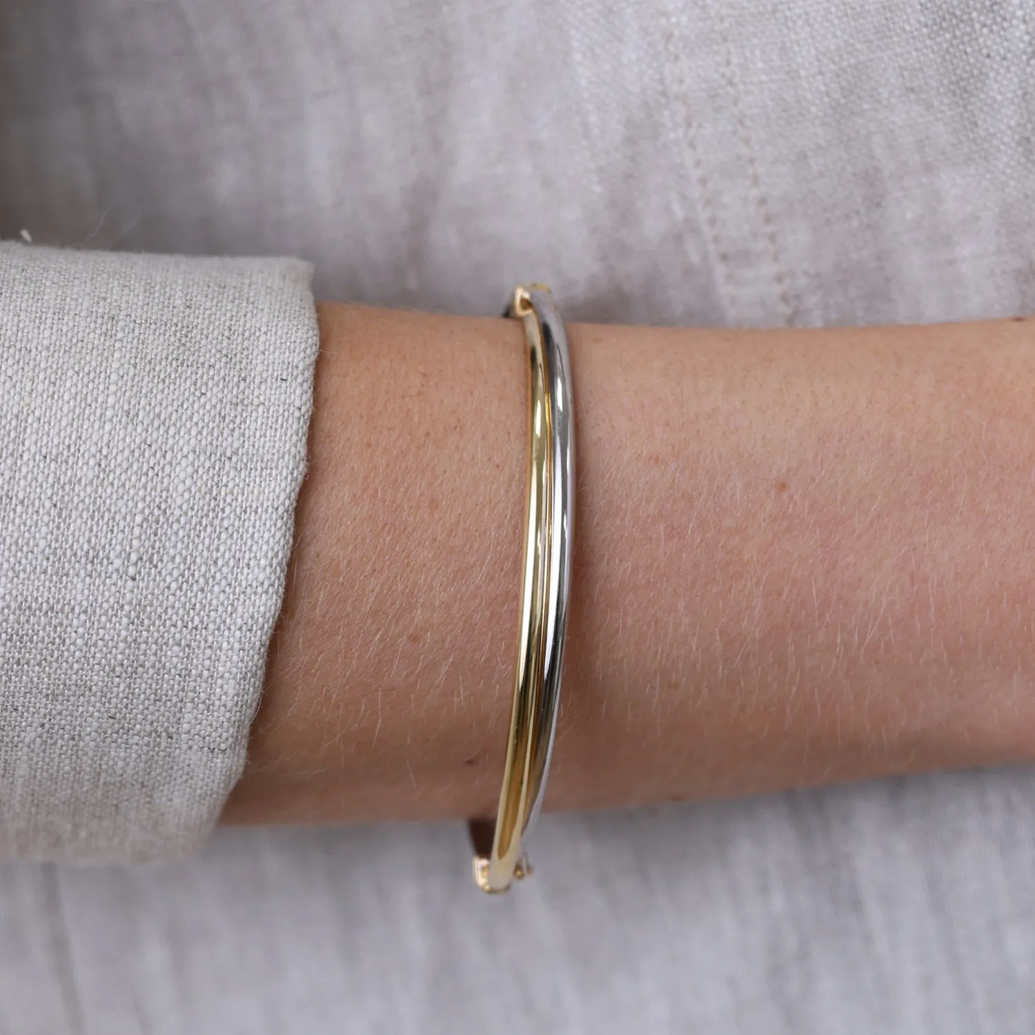 Two Tone Hinged Bangle (6mm) sold by Baby Gold product image thumbnail 2