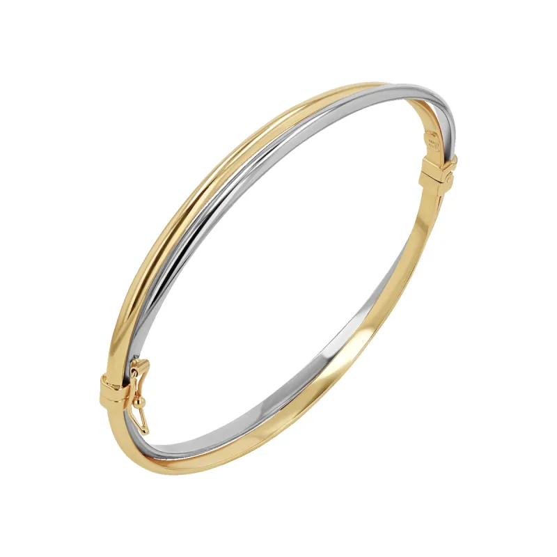 Two Tone Hinged Bangle (6mm) sold by Baby Gold