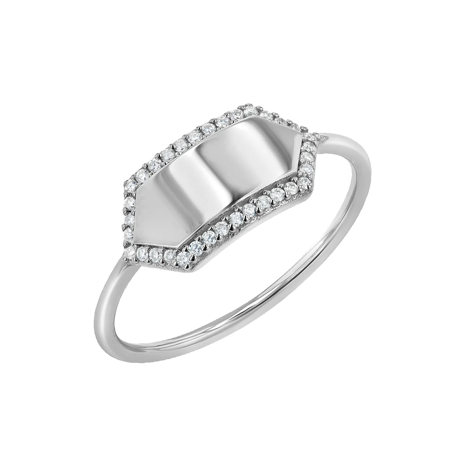 Diamond Hex Engravable Tag Ring sold by Baby Gold product image thumbnail 2