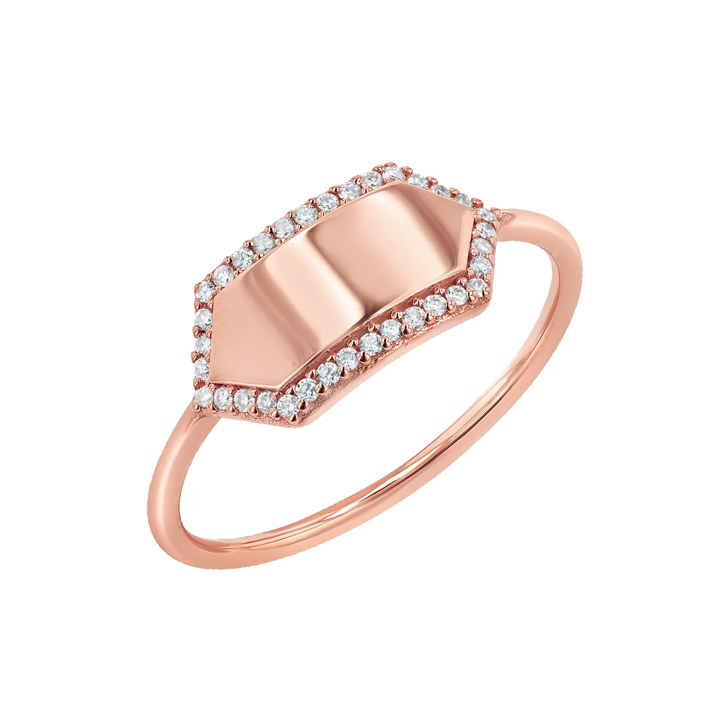 Diamond Hex Engravable Tag Ring sold by Baby Gold product image thumbnail 3