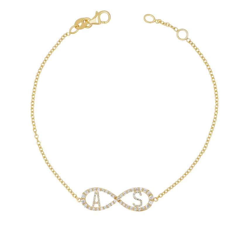 Diamond Infinity Letter Bracelet sold by Baby Gold