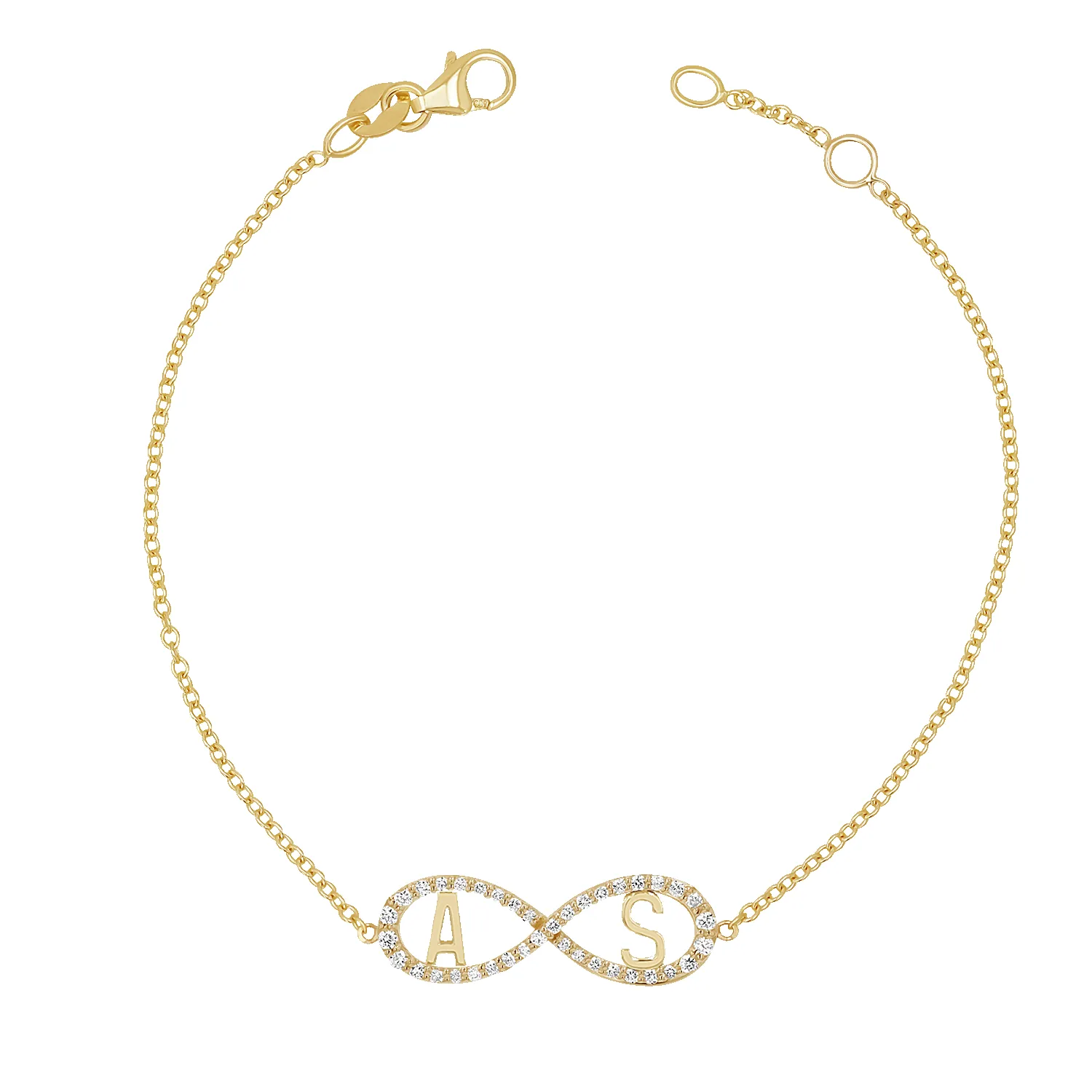 Diamond Infinity Letter Bracelet sold by Baby Gold product image thumbnail 5