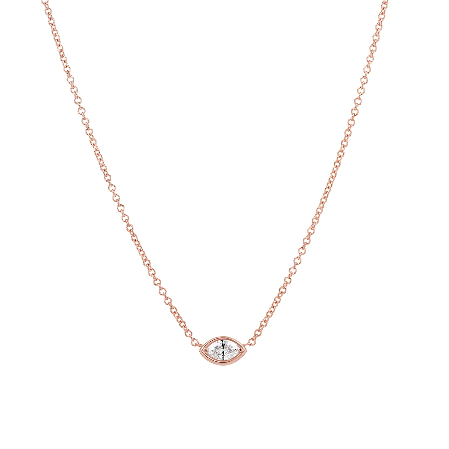 Marquise Diamond Solitaire Necklace sold by Baby Gold product image thumbnail 3