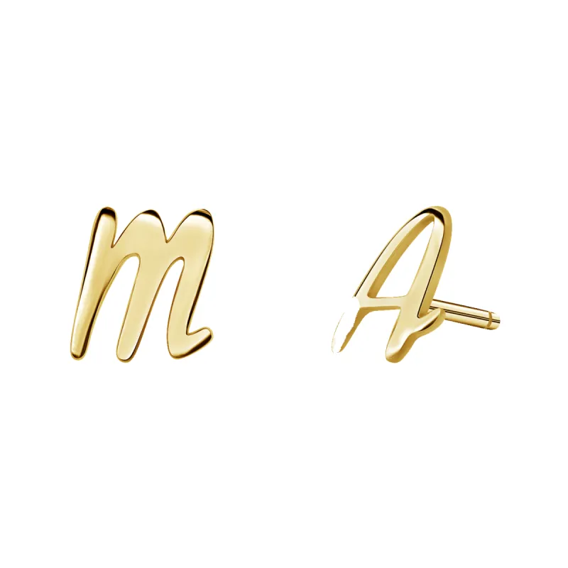 Script Letter Stud Earrings sold by Baby Gold