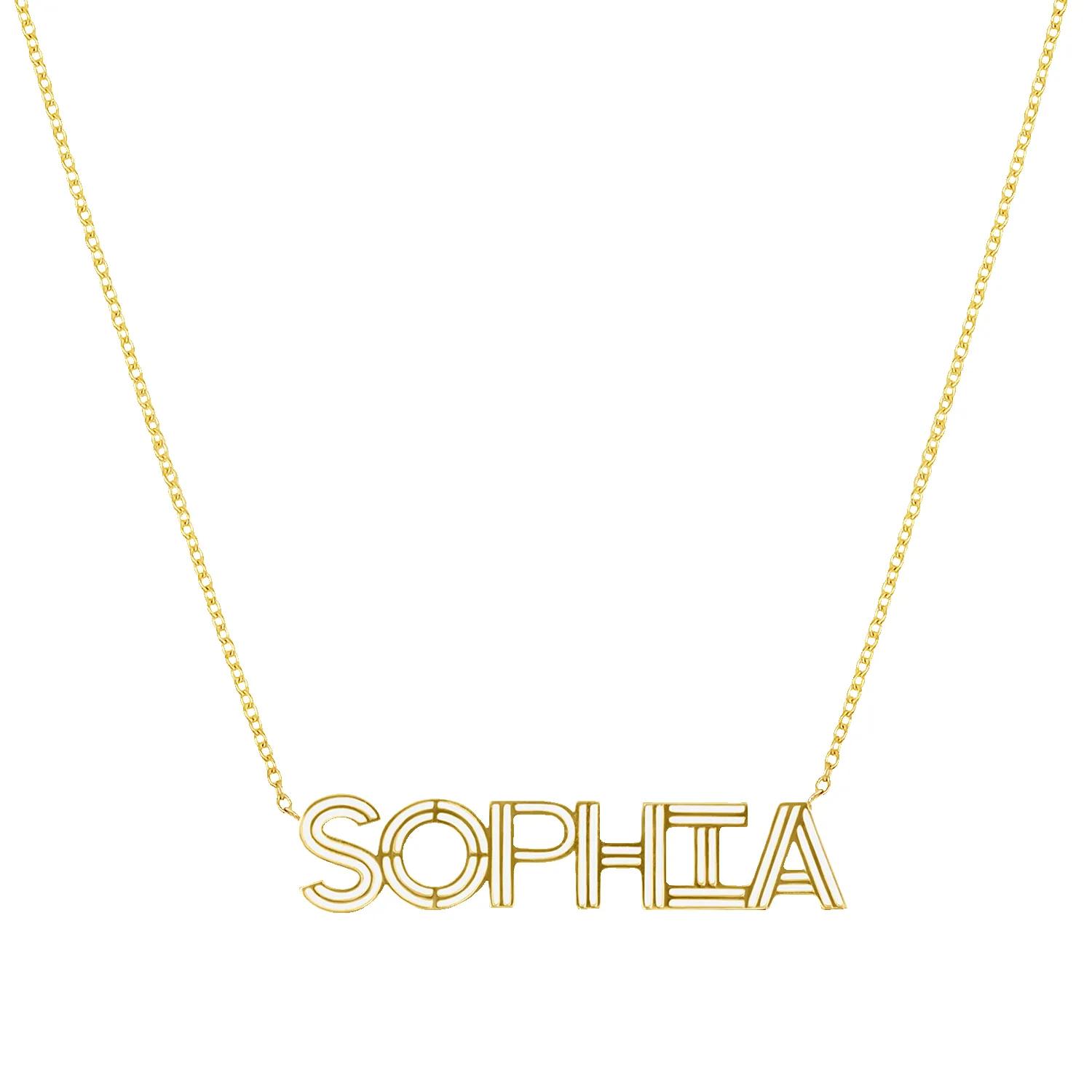 Deco Cut-Out Name Necklace sold by Baby Gold