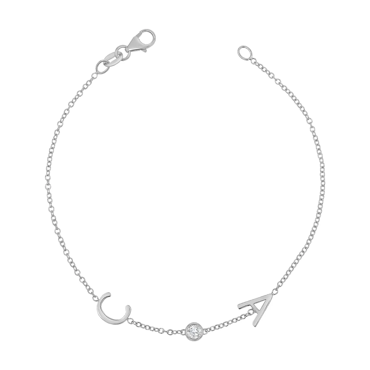 Diamond Bezel Multi Initial Bracelet sold by Baby Gold product image thumbnail 2