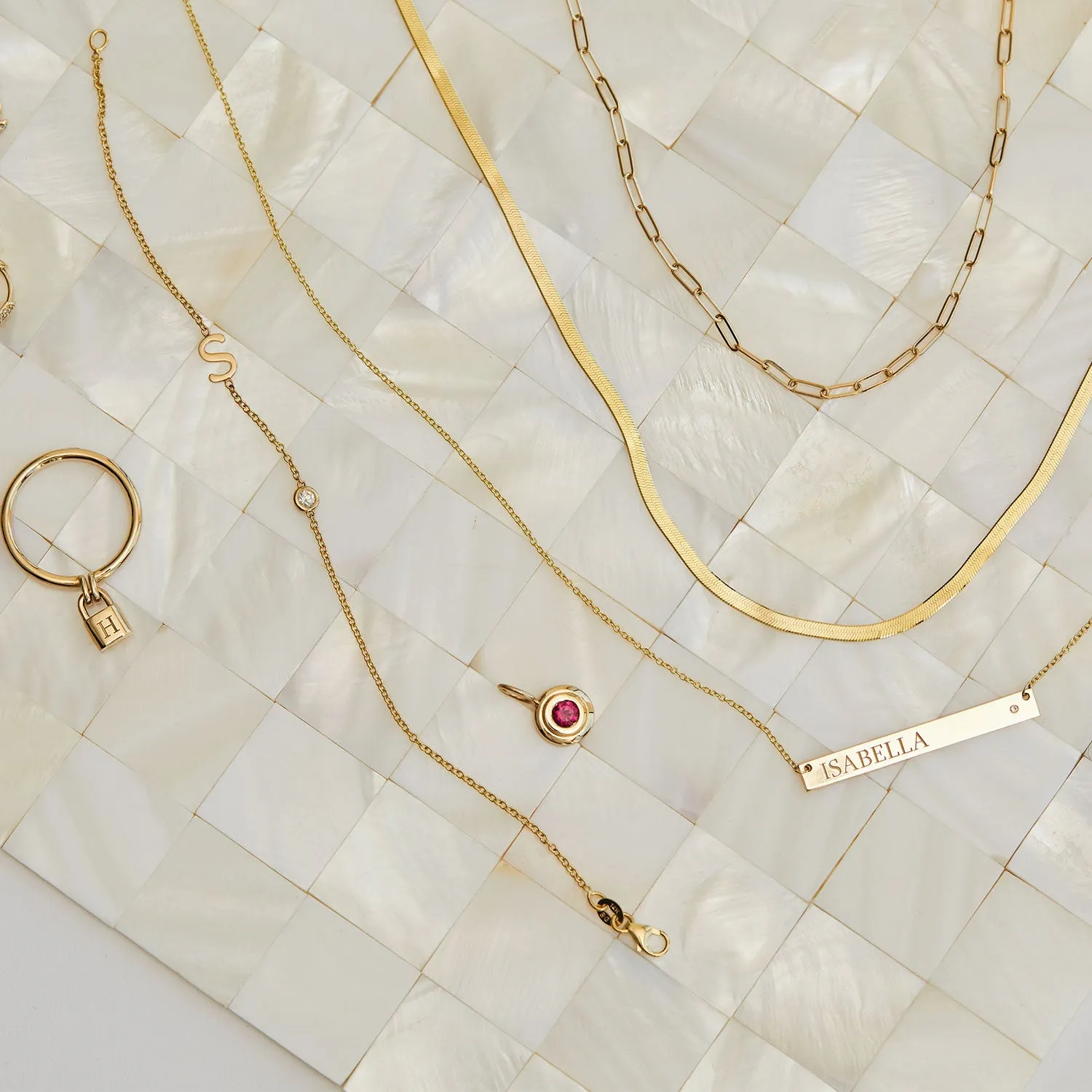 Diamond Bezel Multi Initial Bracelet sold by Baby Gold product image thumbnail 5