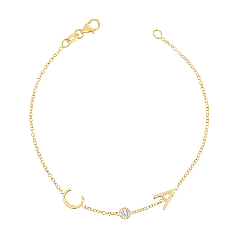 Diamond Bezel Multi Initial Bracelet sold by Baby Gold