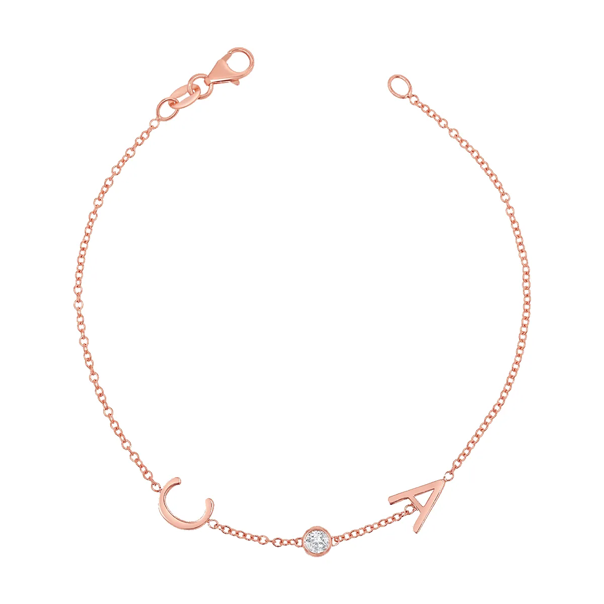 Diamond Bezel Multi Initial Bracelet sold by Baby Gold product image thumbnail 3